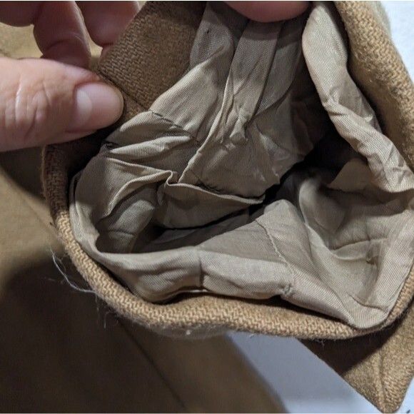 J Crew Wool Blend Double Breasted Pea Coat, Camel Women's Small - LINING TORN - Picture 7 of 16